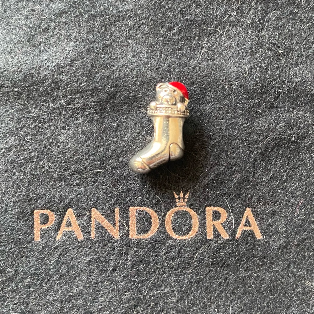 Pandora Silver teddy bear stocking charm